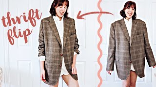 THRIFT FLIP mens blazer to womens oversize blazer  sew with me [upl. by Liag]