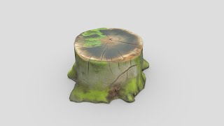 Tree Stump Mossy  low poly PBR 3d model [upl. by Ever]