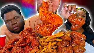 FRIED CHICKEN WINGS DONE 2 WAYS  CRISPY HOMEMADE FRENCH FRIES  MUKBANG EATING SHOW [upl. by Ytirehc]