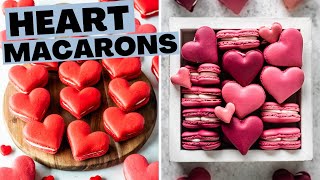 Heart Macarons  how to pipe heart shaped macarons [upl. by Warfourd]