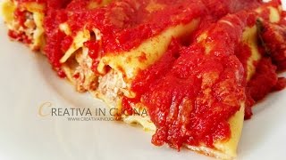 Cannelloni ripieni di carne e prosciutto  ricetta di Creativa in cucina [upl. by Den]