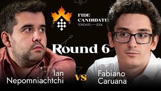 Round 6  Ian Nepomniachtchi  Fabiano Caruana  FIDE Candidates 2024 [upl. by Shelli]