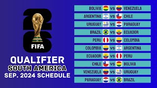 FIFA World Cup 2026 Qualifiers South America Match Schedule  September 2024  Matchday 7 amp 8 [upl. by Ocirema463]