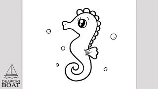 How to Draw a Cute Seahorse Very Very Easy [upl. by Moreville]