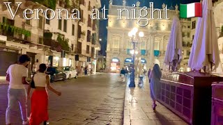 Verona Italy 🇮🇹 walking the beautiful streets of Verona at night time  4k virtual walk [upl. by Fulvia135]