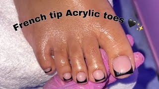 Acrylic toe tutorial French tips  How to do acrylic toes [upl. by Kirshbaum]