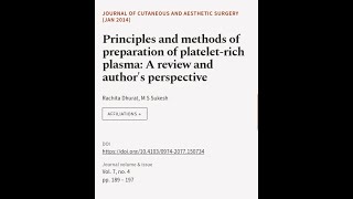 Principles and methods of preparation of plateletrich plasma A review and author′s   RTCLTV [upl. by Templia451]