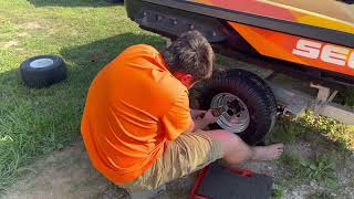 Triton trailer refurbish part 3 new straps wheels tires bow rollers [upl. by Ilise]