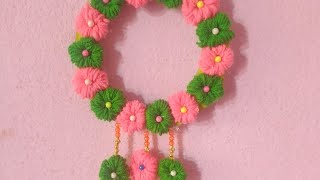 beautiful woolen flowers wall hanging homedecor handmade wall hanging viralvideos Divya55554 [upl. by Renata496]