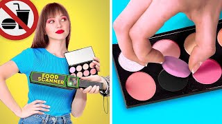 HOW TO SNEAK FOOD  When Food is Your BFF Cool Hacks to Sneak Makeup and Candies by 123 GO Series [upl. by Lindbom]