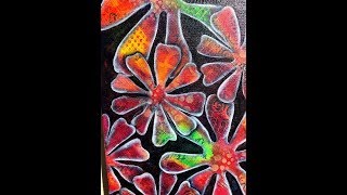 Art Journal Tutorial  The Earth Laughs In Flowers TCW Stencils and Negative Painting [upl. by Derina]