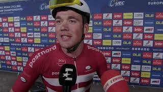 Mads Pedersen  Interview at the finish  UEC Championships LimbourgFlanders 2024 [upl. by Willi]