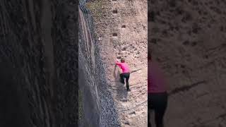 Climbing in Footholds on a Mountain Slope Without Tether [upl. by Jamal]