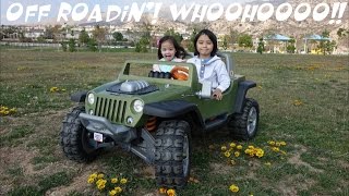 Driving a 4x4 Off Road Jeep Wrangler Hurricane RideOn Power Wheels [upl. by Cony]