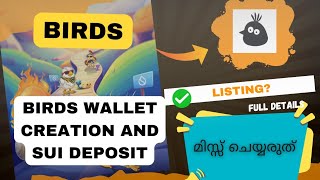 Birds Airdrop  SUI backed create wallet and deposit sui  onchain transactions listing 🔥 [upl. by Galina48]