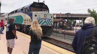 Coaster 2101 arrives at San Diego old town and getting on the coaster train ride [upl. by Stelle685]