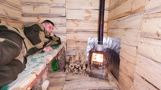 Building a Warm and Cozy Winter Shelter living in a forest house [upl. by Allcot927]