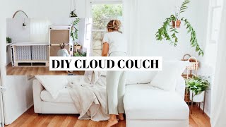 DIY COUCH COVER no sew super easy slipcover  ikea hack [upl. by Elbring]