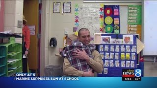 Marine dad surprises son as classroom ‘mystery reader’ [upl. by Barbey683]