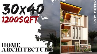 30X40 Feet 1200 sqft Luxurious Triplex House Design  9X12 Meter Villa  130 Gaj Plan  ID136 [upl. by Cedell156]