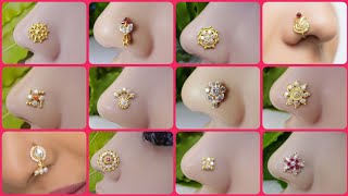 Latest gold nose pin design beautiful collectiongold bridal nose ring designs 2024 [upl. by Gargan563]