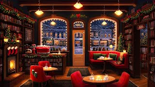 Christmas Coffee Shop Bookstore Ambience with Instrumental Jazz Christmas Music amp Fireplace [upl. by Ecnaralc]