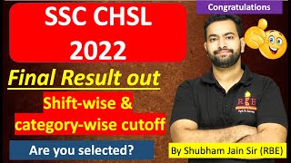 SSC CHSL 2022 final Result Out 🔥🤩  Categorywise and postwise cutoff in detail Congratulations [upl. by Adnotal]