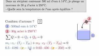 Calorimétrie  exemple déquilibre thermique [upl. by Naitsirt357]