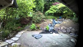 Garden Renovation Time Lapse  Patio and Waterfall [upl. by Tailor552]