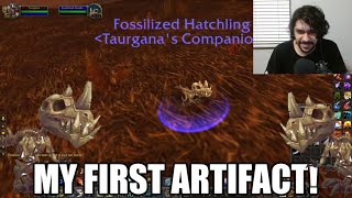 FOSSILIZED HATCHLING MY VERY FIRST ARTIFACT WoW Cataclysm Archeology [upl. by Airdnoed]