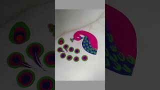 💗💚Peacock kolam art beautiful peacock rangoli very attrative and creative rangoli shorts [upl. by Gorton]