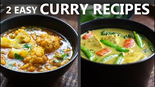 2 Easy Curry Recipes for a Vegetarian and Vegan Diet  Easy Vegan Recipes [upl. by Ais900]