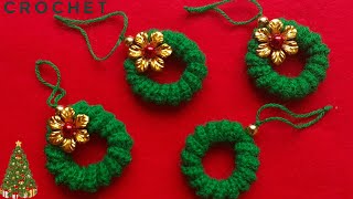 En Solo 10 Minutos TEJE ésta Linda CoronaAdorno Navideño a CROCHETCrochet Christmas PatternNavida [upl. by Colyer431]