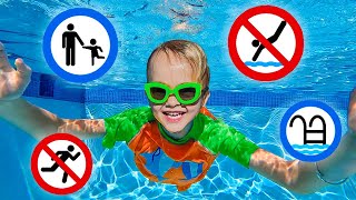 Chris learns safety rules in the pool  Useful story for kids [upl. by Ydnis279]