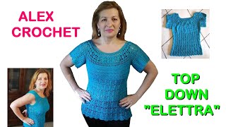 TUTORIAL MAGLIA UNCINETTO quotELETTRAquot top down facile tutte le taglie ALEX CROCHET [upl. by Acimehs]