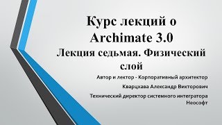 Лекции по ArchiMate Лекция 7 Физический слой [upl. by Rattray]