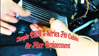 Easy DIY BMW 5Series F10 F11 Interior Cabin Air Con Activated Carbon Filter Replacement [upl. by Hgielrak]