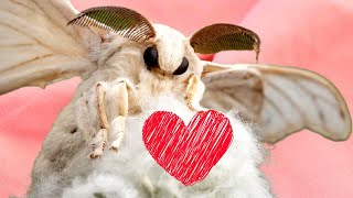 Poodle Moth Silkworm Moth CLOSEUP Cute Bombyx mori [upl. by Iliam]