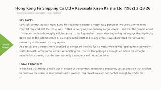 Case Law Contractinnominate termsHong Kong Fir Shipping Co Ltd v Kawasaki Kisen Kaisha Ltd1962 [upl. by Karim712]