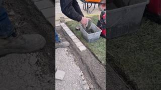 Cobble Edging 👌⚒️ shorts cobblestone construction stone design landscaping [upl. by Daeriam]