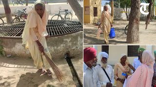 Baldev Kaur mother of AAP MLA Labh Singh Ugoke who works as a safai karamchari is back at work [upl. by Gean]