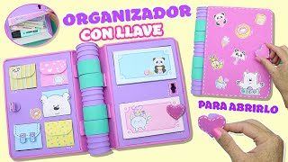 Organizador con LLAVE para abrirlo  Folder organizador  Diario con llave  Manualidades aPasos [upl. by Ylnevaeh]