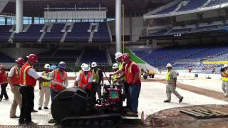 Rolling out the grass at Marlins Park [upl. by Mourant523]