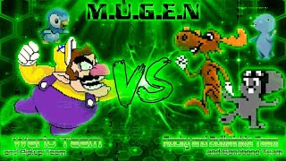 Vallerys MUGEN  Wario Team Vs Rocky and Bullwinkle Team  Piplup Team Vs Bonobono Team [upl. by Charters]