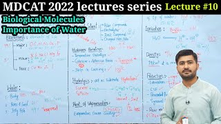 Biological molecules  Importance of water  Mdcat lectures series by irtisamsbiology [upl. by Fabian]