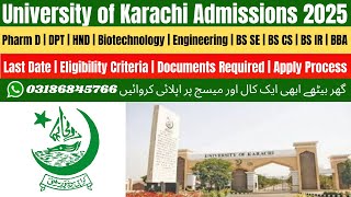 University of Karachi Admissions 2025  UOK Admission 2025  Karachi University Admission 2025 [upl. by Yssis]