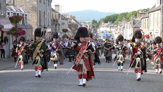 Scotland the Brave by the Massed Bands on the march after the 2019 Dufftown Highland Games in Moray [upl. by Ynatil]