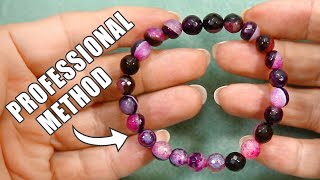 How To Make A Beaded Elastic Bracelet  No Glue Professional Method  Easy DIY jewelry tutorial [upl. by Derek]