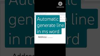 How to generate automatic line in ms word msword computer viralshorts shortsfeed mswordshorts [upl. by Niklaus273]