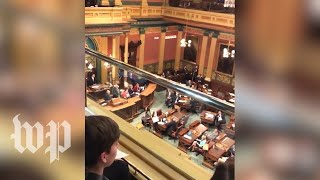 Protesters invade Michigans state Capitol building [upl. by Feriga]